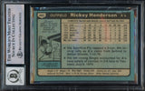 Rickey Henderson Autographed 1980 Topps Rookie Card #482 Oakland A's Auto Grade Gem Mint 10 Beckett BAS #15784981