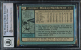 Rickey Henderson Autographed 1980 Topps Rookie Card #482 Oakland A's Auto Grade Gem Mint 10 Beckett BAS #15785052