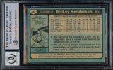 Rickey Henderson Autographed 1980 Topps Rookie Card #482 Oakland A's Auto Grade Gem Mint 10 Beckett BAS #15784988