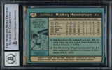 Rickey Henderson Autographed 1980 Topps Rookie Card #482 Oakland A's Auto Grade Gem Mint 10 Beckett BAS #15785006