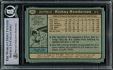 Rickey Henderson Autographed 1980 Topps Rookie Card #482 Oakland A's Beckett BAS #15786364
