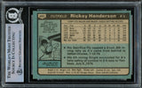 Rickey Henderson Autographed 1980 Topps Rookie Card #482 Oakland A's Beckett BAS #15786366