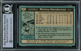 Rickey Henderson Autographed 1980 Topps Rookie Card #482 Oakland A's Beckett BAS #15786360