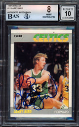 Larry Bird Autographed 1987-88 Fleer Card #11 Boston Celtics BGS 8 Auto Grade Gem Mint 10 Beckett BAS #15464740