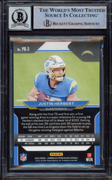 Justin Herbert Autographed 2020 Panini Prizm Black Rookie Card #3 Los Angeles Chargers BGS 8.5 Auto Grade Near Mint/Mint 8 Beckett BAS #15472654