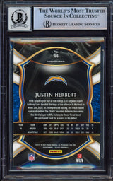 Justin Herbert Autographed 2020 Select Rookie Card #44 Los Angeles Chargers BGS 9 Auto Grade Mint 9 Beckett BAS #15467517