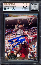Shaquille Shaq O'Neal Autographed 1992-93 Stadium Club Rookie Card #247 Orlando Magic BGS 8.5 Auto Grade Mint 9 Beckett BAS #15465396