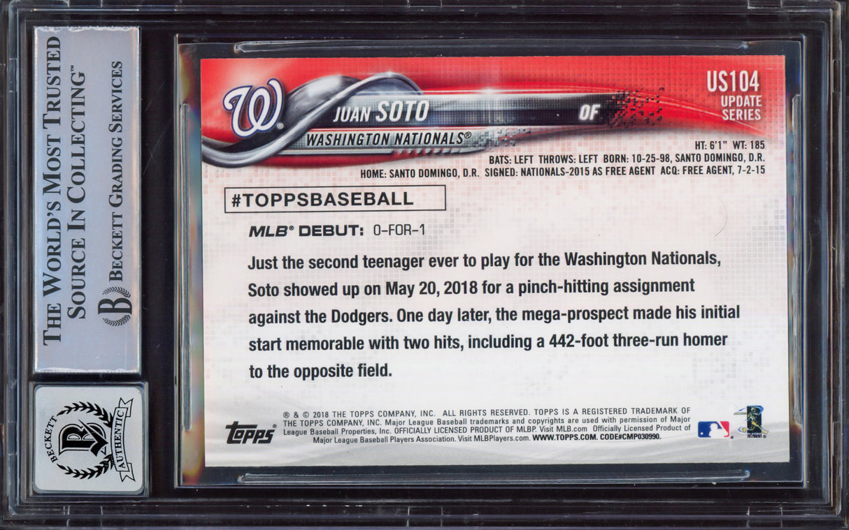 Juan Soto Autographed 2018 Topps Update Rookie Card #US104 New York Yankees BGS 8.5 Auto Grade Mint 9 Beckett BAS #15468786
