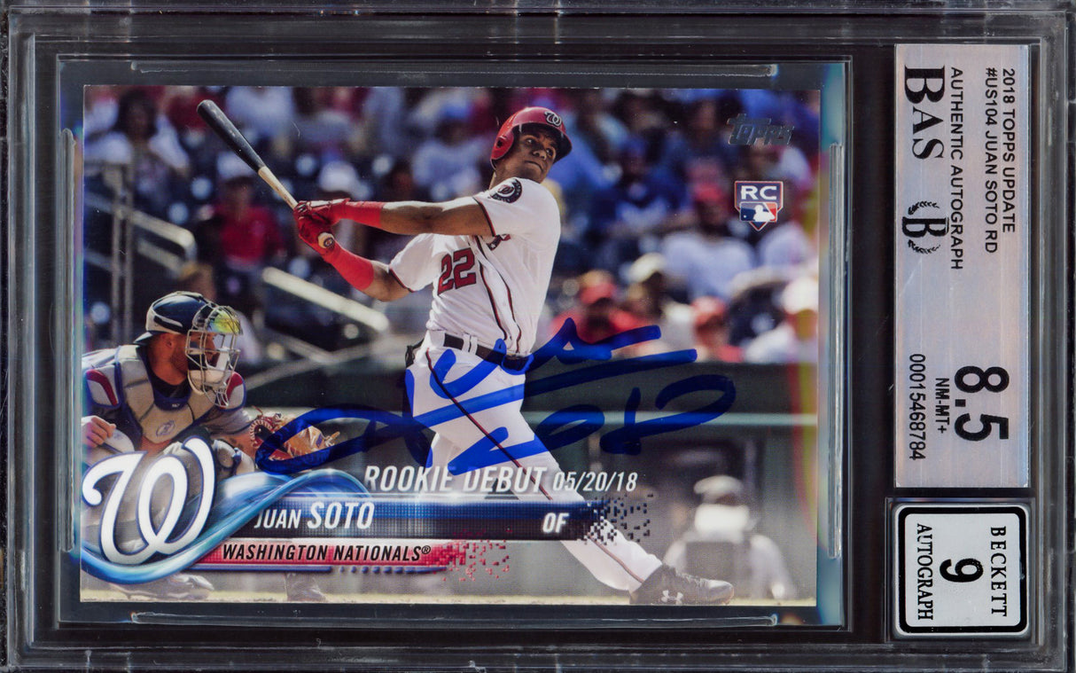 Juan Soto Autographed 2018 Topps Update Rookie Card #US104 New York Mets BGS 8.5 Auto Grade Mint 9 Beckett BAS #15468784