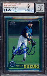 Ichiro Suzuki Autographed 2001 Topps Chrome Traded Rookie Card #T266 Seattle Mariners BGS 9 Auto Grade Gem Mint 10 Beckett BAS #15464718