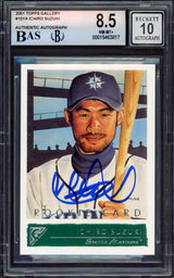 Ichiro Suzuki Autographed 2001 Topps Gallery Rookie Card #151A Seattle Mariners BGS 8.5 Auto Grade Gem Mint 10 Beckett BAS #15463817