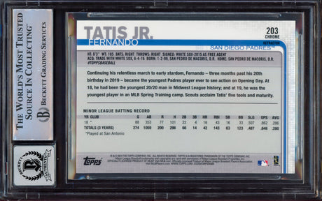 Fernando Tatis Jr. Autographed 2019 Topps Chrome Pink Refractor Rookie Card #203 San Diego Padres BGS 8.5 Auto Grade Near Mint/Mint 8 Beckett BAS #15469261