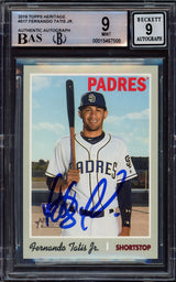 Fernando Tatis Jr. Autographed 2019 Topps Heritage Rookie Card #517 San Diego Padres BGS 9 Auto Grade Mint 9 Beckett BAS #15467508