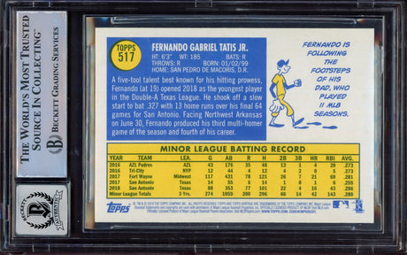 Fernando Tatis Jr. Autographed 2019 Topps Heritage Rookie Card #517 San Diego Padres BGS 9 Auto Grade Mint 9 Beckett BAS #15467508