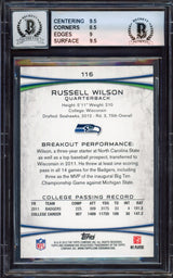 Russell Wilson Autographed 2012 Bowman Rookie Card #116A Seattle Seahawks BGS 9 Auto Grade Gem Mint 10 Beckett BAS #15463798