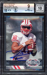 Russell Wilson Autographed 2012 Fleer Retro Metal Universe Rookie Card #M-63 Seattle Seahawks BGS 9 Auto Grade Gem Mint 10 Beckett BAS #15463799