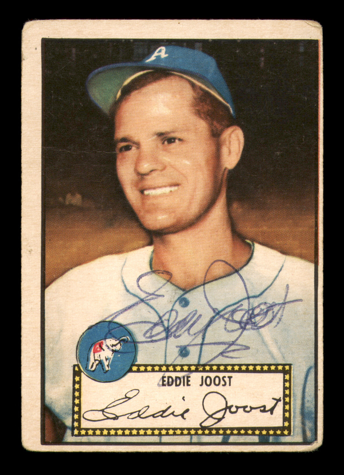 Eddie Joost Autographed 1952 Topps Card #45 Philadelphia A's SKU #213583