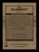 Mike Schmidt Autographed 2016 Upper Deck Goodwin Champions Goudey Card #8 Philadelphia Phillies SKU #213751