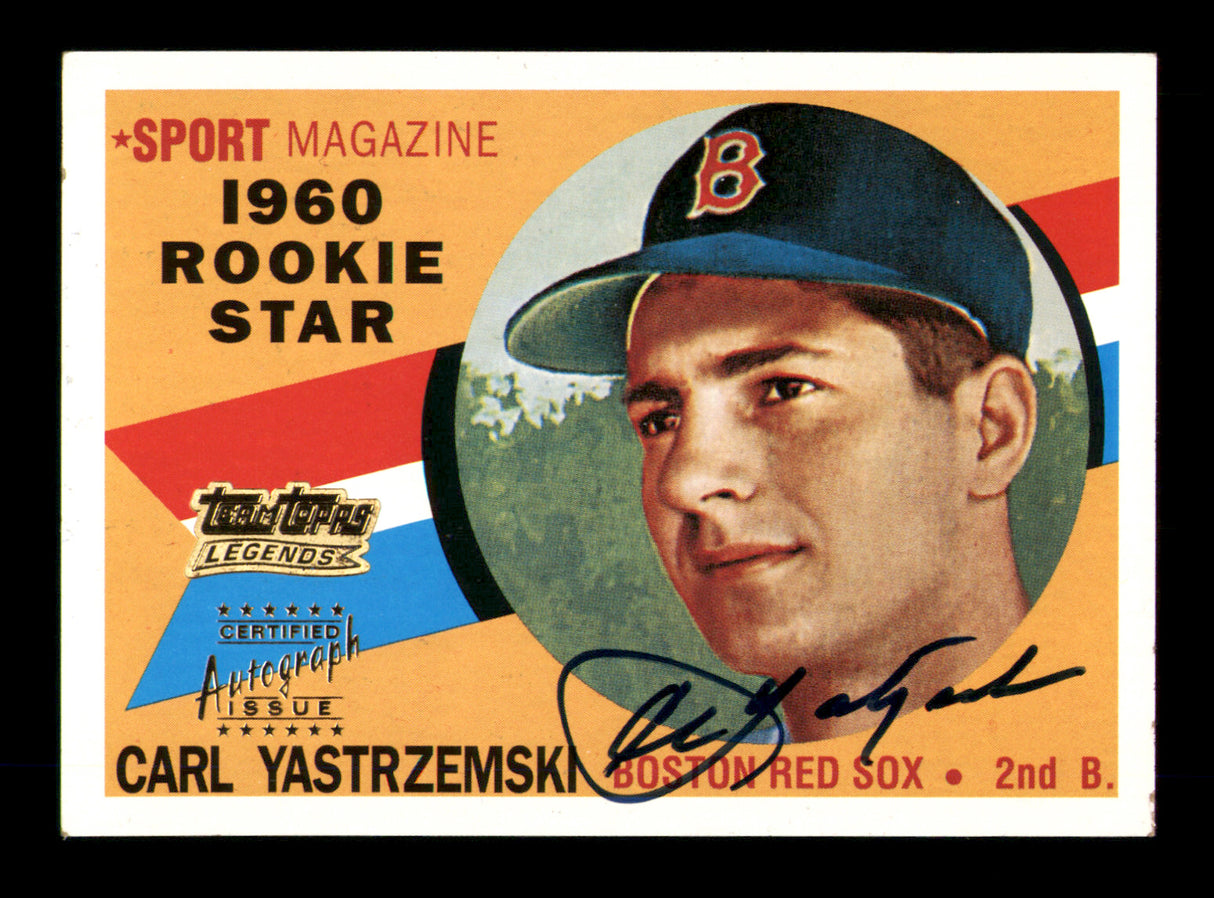 Carl Yastrzemski Autographed 2001 Topps Legends Card #148 Boston Red Sox Certified Issue SKU #213752