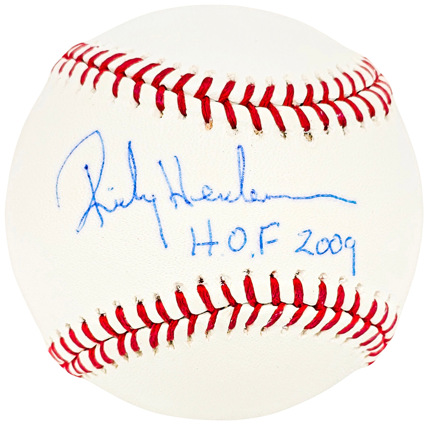 Rickey Henderson Autographed Official MLB Baseball Oakland A's, New York Yankees "HOF 2009" Steiner Holo SKU #213881