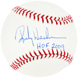 Rickey Henderson Autographed Official MLB Baseball Oakland A's, New York Yankees "HOF 2009" Steiner Holo SKU #213885