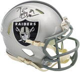 Tim Brown Autographed Los Angeles Raiders Silver Speed Mini Helmet Beckett BAS Witness Stock #226391