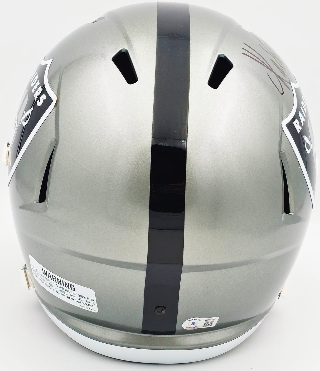 Marcus Allen Autographed Los Angeles Raiders Flash Silver Full Size Replica Speed Helmet "HOF 03" Beckett BAS Witness Stock #226393