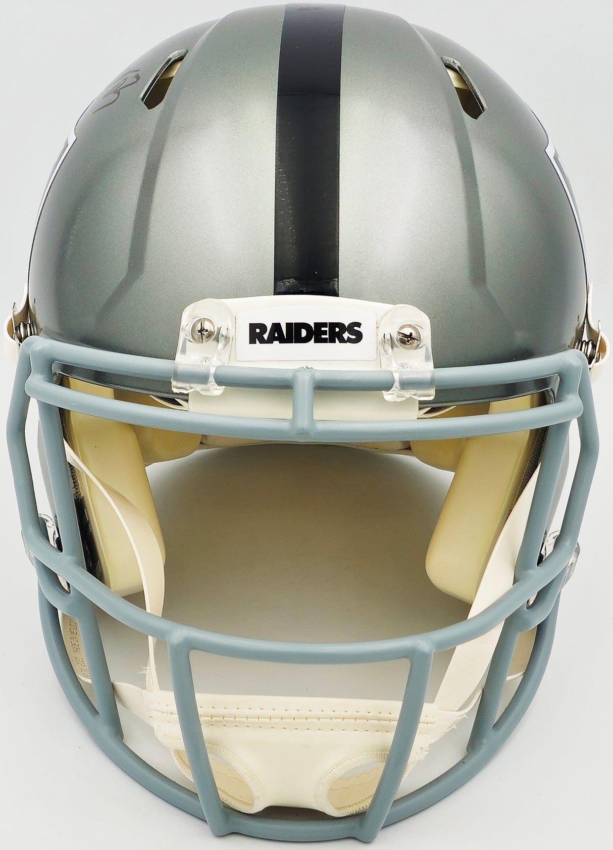 Marcus Allen Autographed Los Angeles Raiders Flash Silver Full Size Authentic Speed Helmet "HOF 03" Beckett BAS Witness Stock #226396
