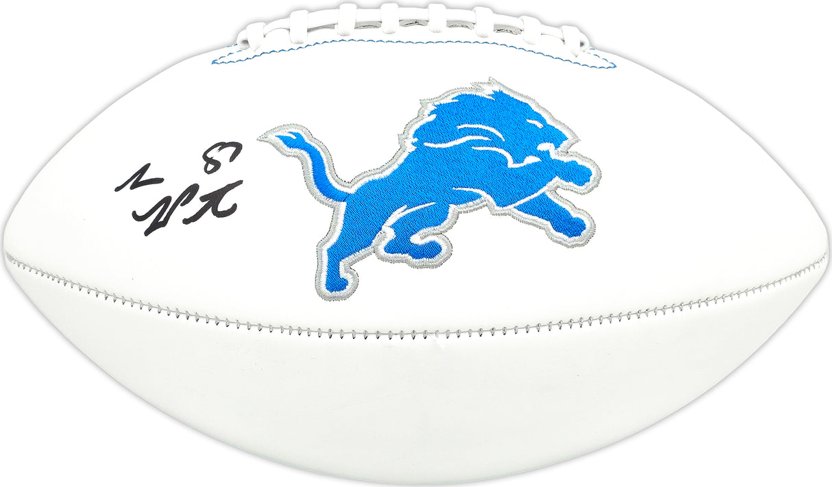 Sam LaPorta Autographed Detroit Lions White Logo Football Beckett BAS Witness Stock #225896