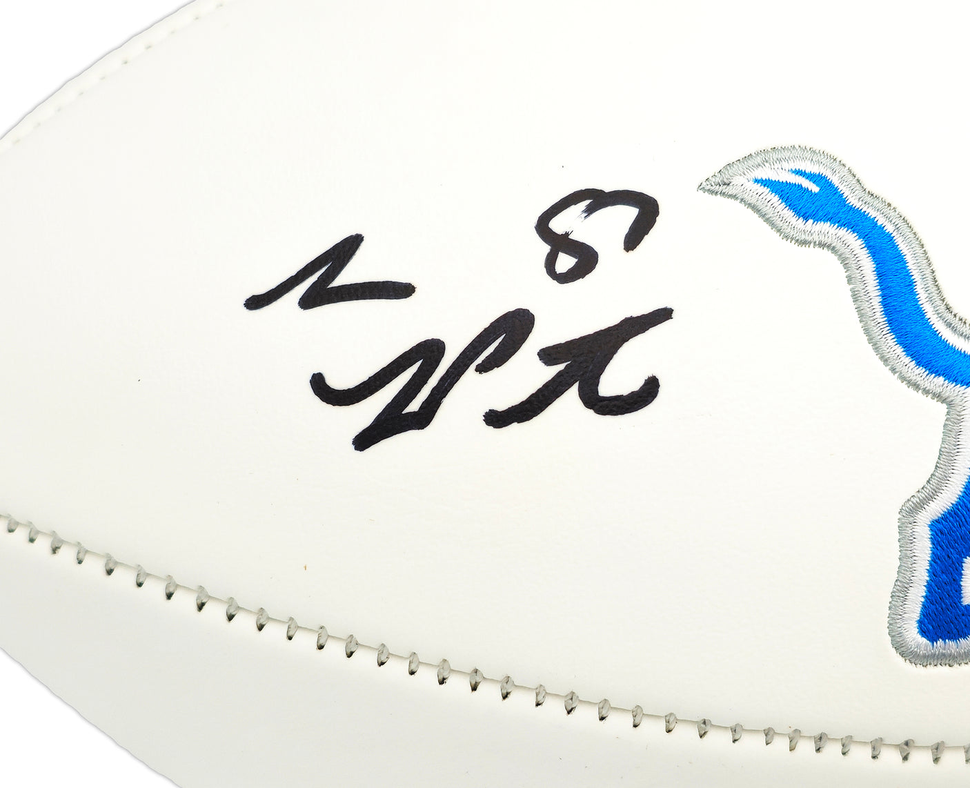 Sam LaPorta Autographed Detroit Lions White Logo Football Beckett BAS Witness Stock #225896