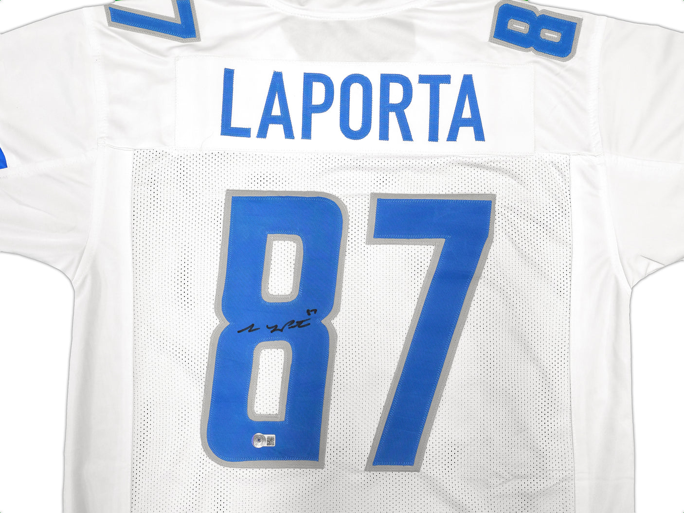 Detroit Lions Sam LaPorta Autographed White Jersey Beckett BAS Witness Stock #225900