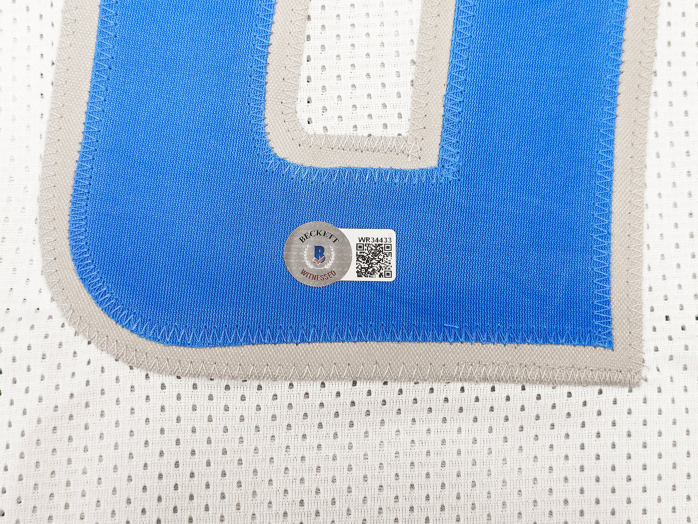 Detroit Lions Sam LaPorta Autographed White Jersey Beckett BAS Witness Stock #225900