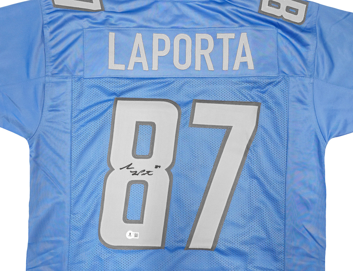 Detroit Lions Sam LaPorta Autographed Blue Jersey Beckett BAS Witness Stock #225898