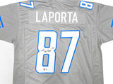Detroit Lions Sam LaPorta Autographed Gray Jersey Beckett BAS Witness Stock #225899