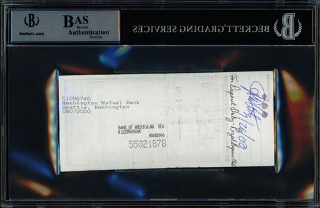 Bill Russell Autographed 3x6 Check Boston Celtics Beckett BAS Stock #239745