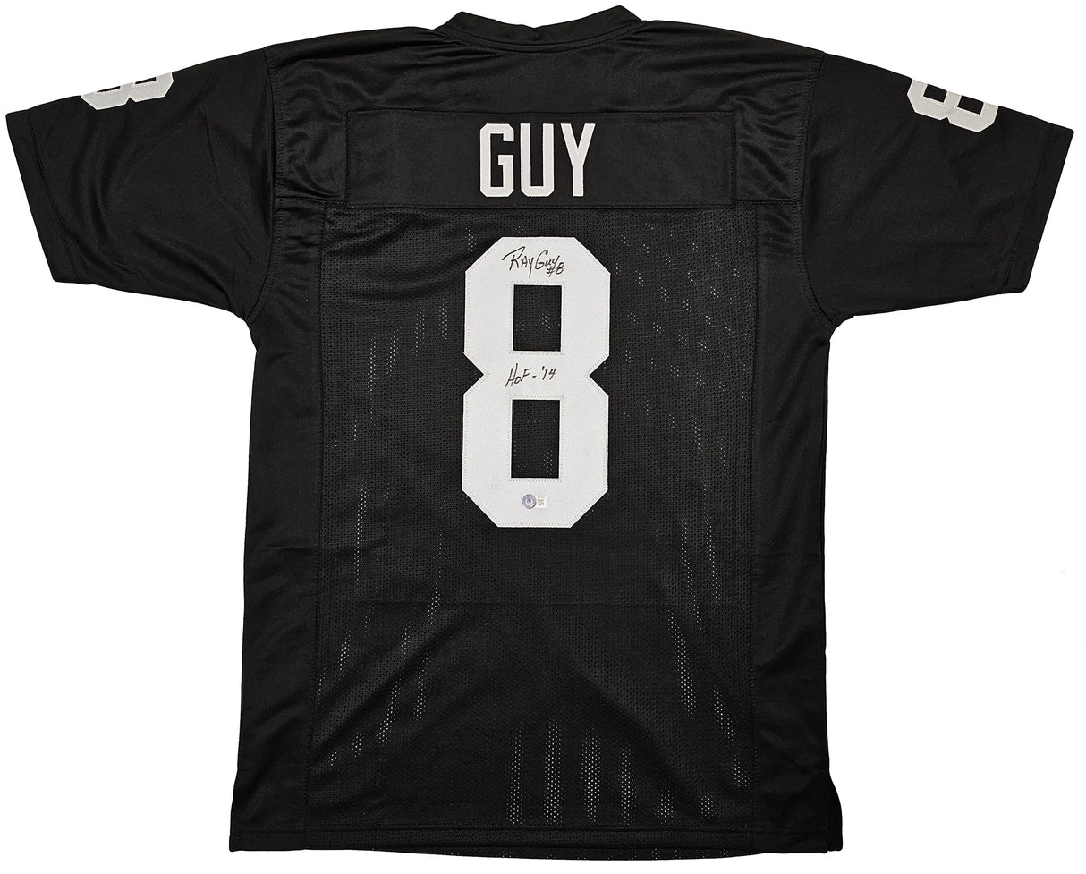 Oakland Raiders Ray Guy Autographed Black Jersey "HOF '14" Beckett BAS QR Stock #212446
