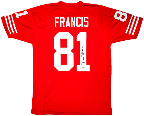 San Francisco 49ers Russ Francis Autographed Red Jersey PSA/DNA Stock #212447