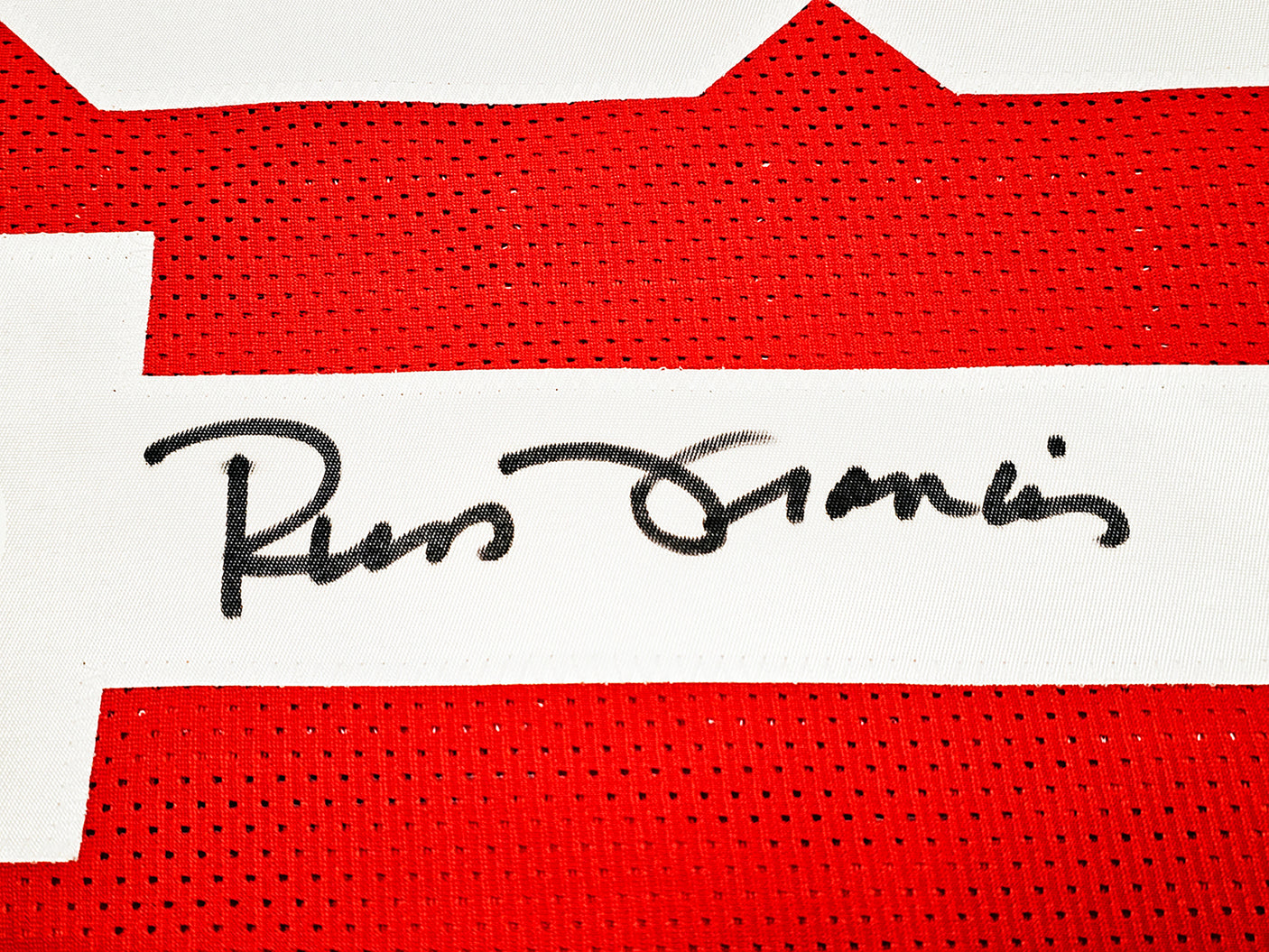 San Francisco 49ers Russ Francis Autographed Red Jersey PSA/DNA Stock #212447