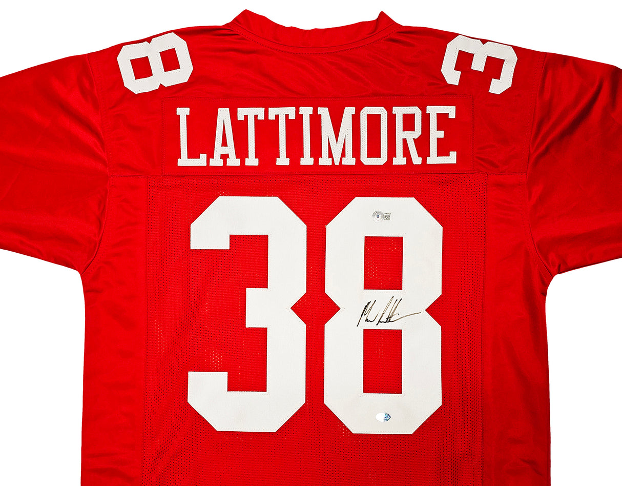 San Francisco 49ers Marcus Lattimore Autographed Red Jersey Beckett BAS QR Stock #212445