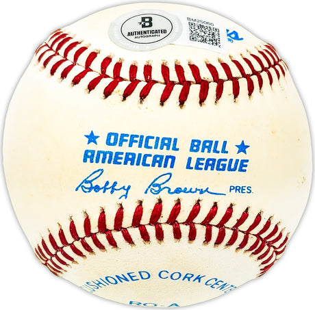 Al Holland Autographed Official AL Baseball Philadelphia Phillies, Pittsburgh Pirates Beckett BAS QR #BM25060