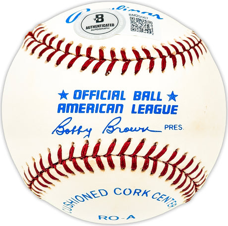 Albert Belle Autographed Official AL Baseball Cleveland Indians, Baltimore Orioles Beckett BAS QR #BM25067