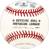 Glen Hobbie Autographed Official NL Baseball Chicago Cubs Beckett BAS QR #BM25084