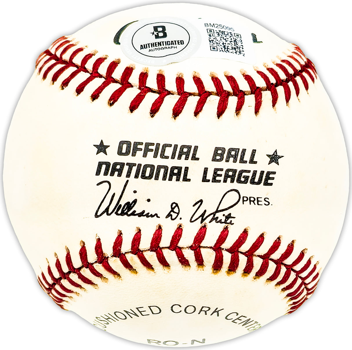 Harvey Haddix Autographed Official NL Baseball Pittsburgh Pirates Beckett BAS QR #BM25095