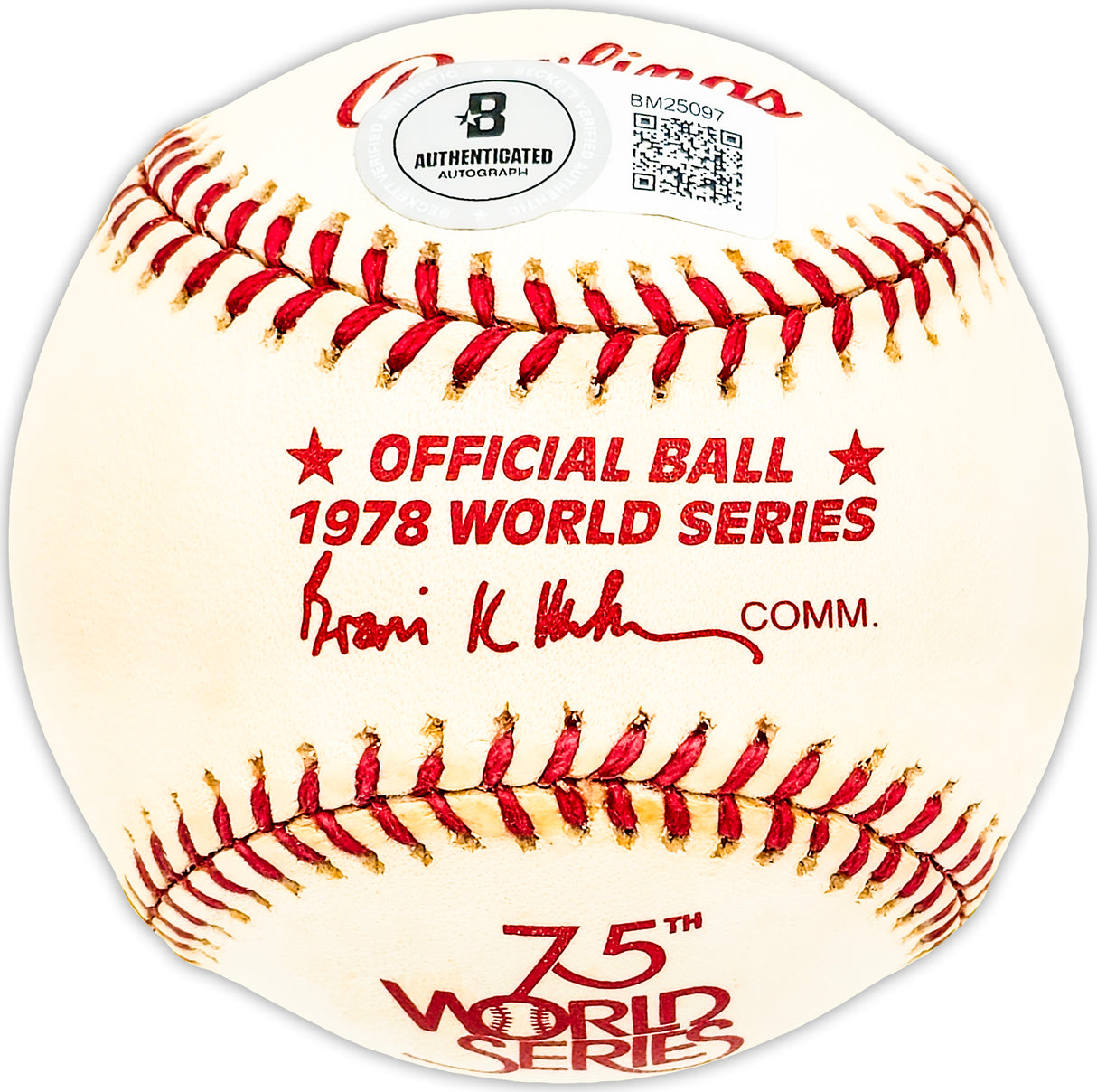 Roy White Autographed Official 1978 World Series Logo MLB Baseball New York Yankees Beckett BAS QR #BM25097