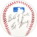 Ed Levy Autographed Official MLB Baseball New York Yankees "Best of Luck" Beckett BAS QR #BM25106