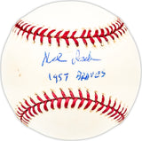 Mel Roach Autographed Official MLB Baseball Milwaukee Braves "1957 Braves" Beckett BAS QR #BM25107