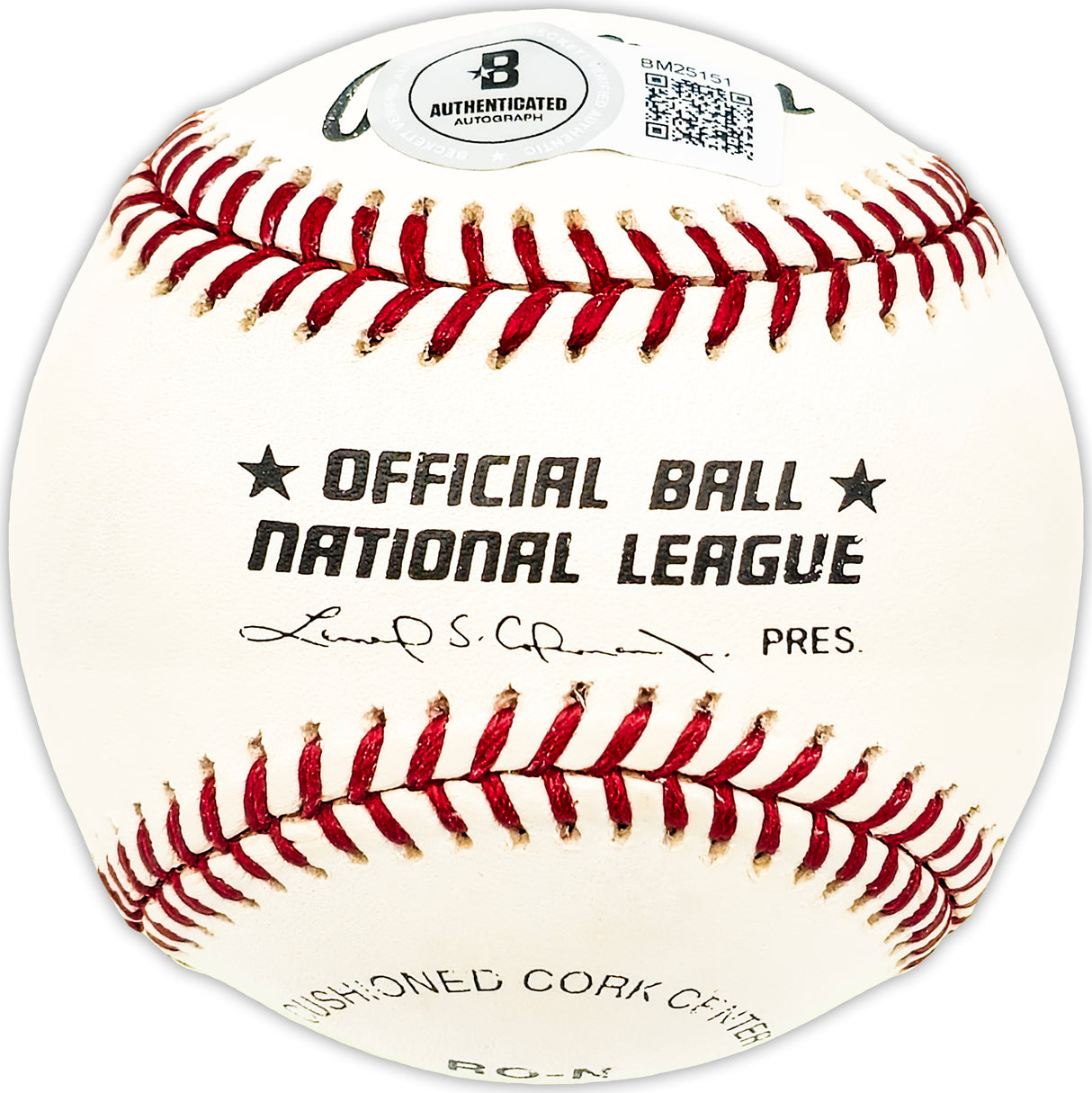 Frank Ernaga Autographed Official NL Baseball Chicago Cubs Beckett BAS QR #BM25151