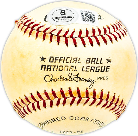 Bruce Benedict Autographed Official NL Baseball Atlanta Braves "Best Wishes " Beckett BAS QR #BM25160
