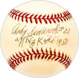 Andy Seminick Autographed Official NL Baseball Philadelphia Phillies "Whiz Kids 1950" Beckett BAS QR #BM25161