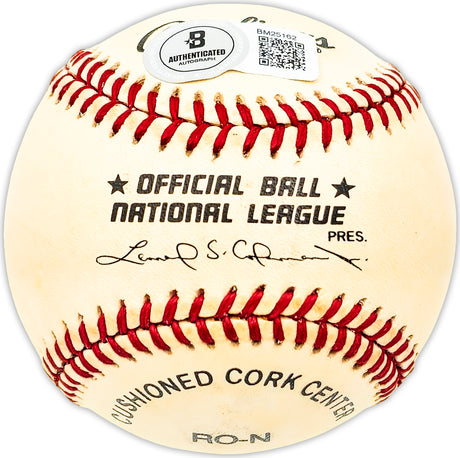 Carl Warwick Autographed Official NL Baseball St. Louis Cardinals Beckett BAS QR #BM25162